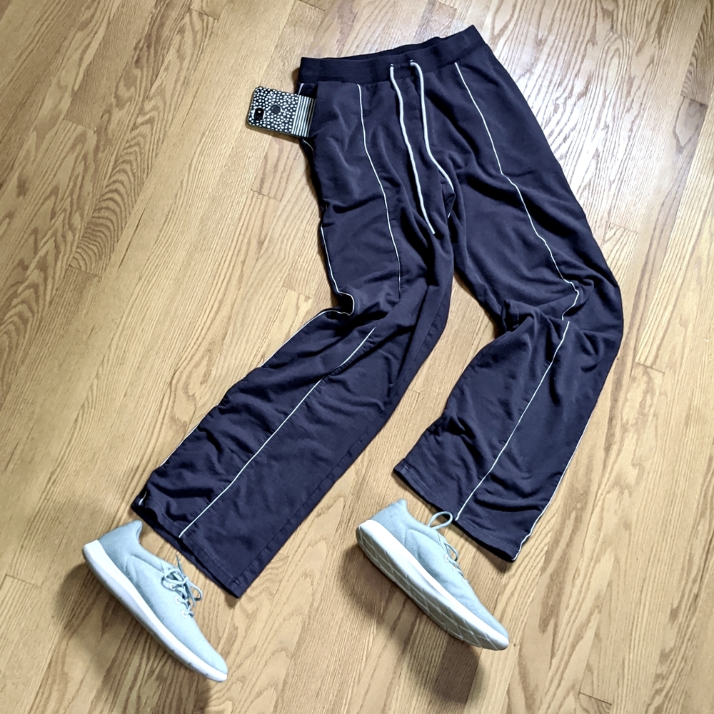 Long tall sally small black wide leg jogger double stripe.